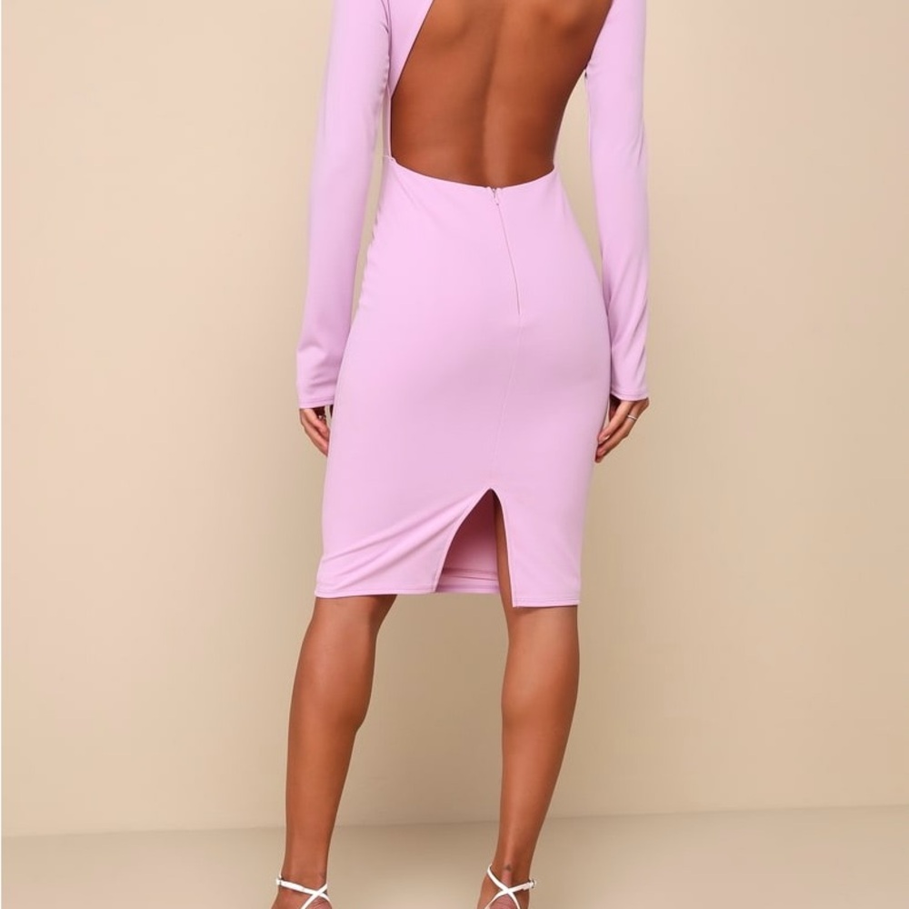 Lulu's Lilac Open-Back Long Sleeve Midi Dress